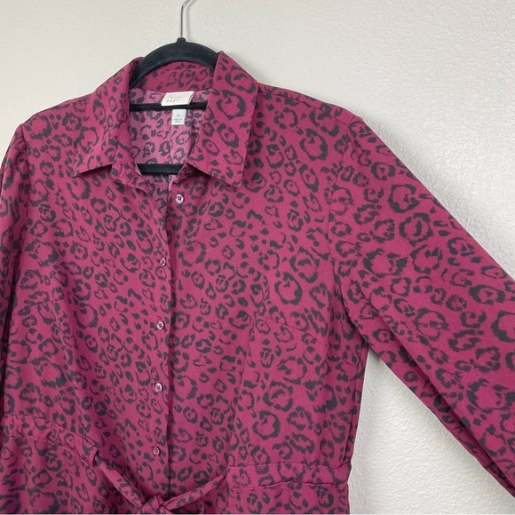 A New Day Women's Medium Long Sleeve Shirt Dress Animal Print Red Office Career - Picture 6 of 15
